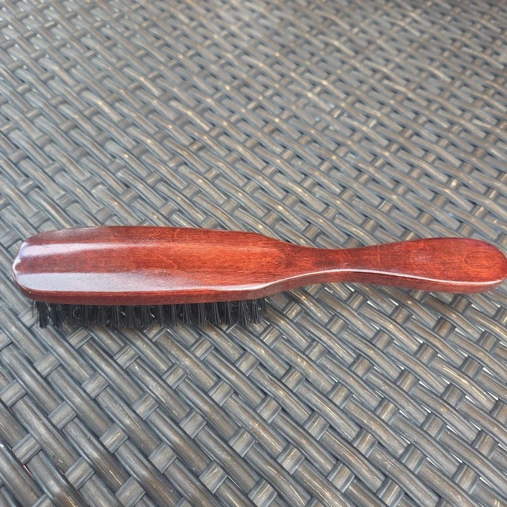 Vintage Dark Wooden Round Beauty Magic Bristle Thin Hairbrush Brush